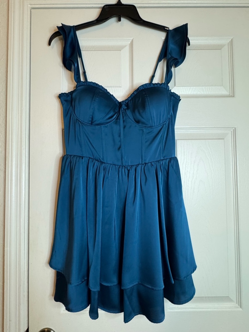 Altar'd State Teal Blue Satin Mini Dress
